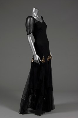 Lot 214 - A Thea Porter black tulle dress with sequined...