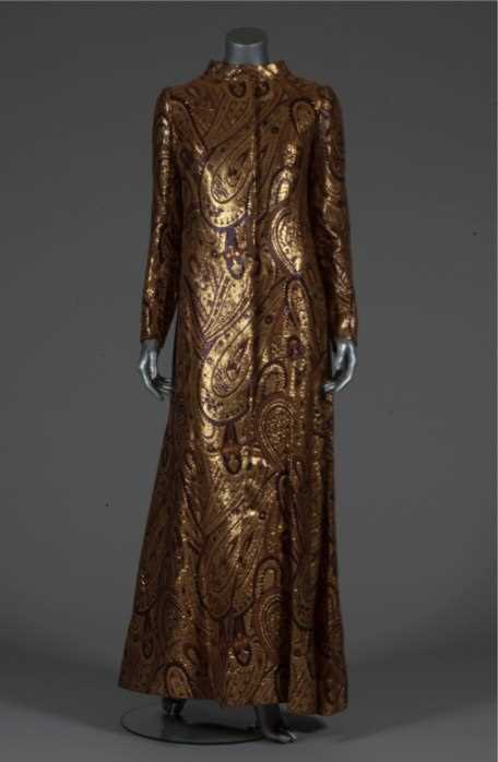 Lot 143 - A Christian Dior London brocaded gold lamé...