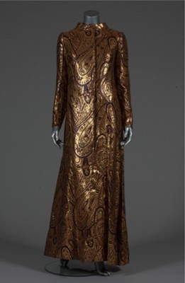 Lot 143 - A Christian Dior London brocaded gold lamé...