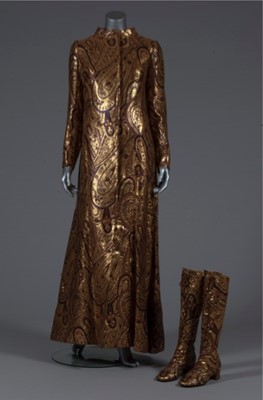 Lot 143 - A Christian Dior London brocaded gold lamé...