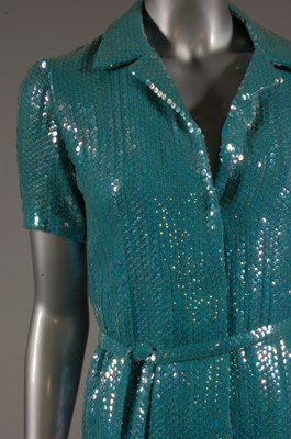 Lot 183 - A Halston irridescent blue sequined dress,...