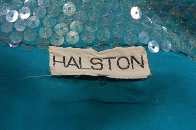 Lot 183 - A Halston irridescent blue sequined dress,...