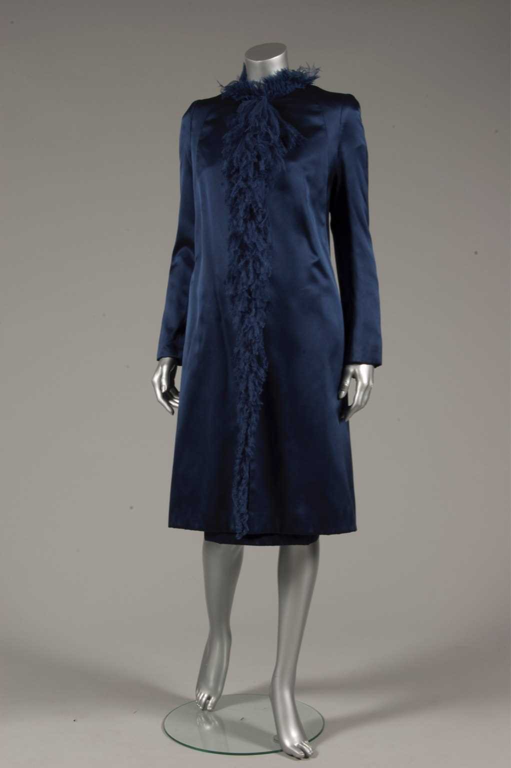 Lot 220 - A Chanel couture navy satin cocktail gown and...