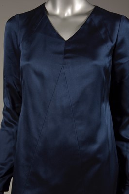 Lot 220 - A Chanel couture navy satin cocktail gown and...