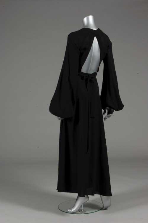Lot 195 - An Ossie Clark black moss crepe 'Cuddly' dress,...