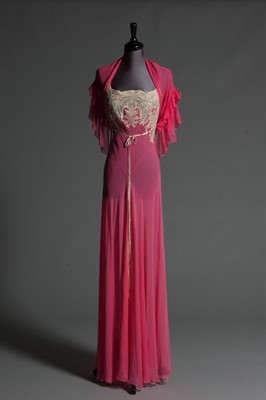 Lot 116 - A shocking pink chiffon nightdress and...