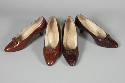 Lot 112 - Two pairs of Anglisano crocodile shoes, circa...