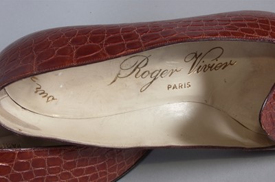 Lot 115 - Two pairs of Roger Vivier crocodile shoes,...
