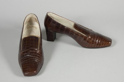 Lot 115 - Two pairs of Roger Vivier crocodile shoes,...