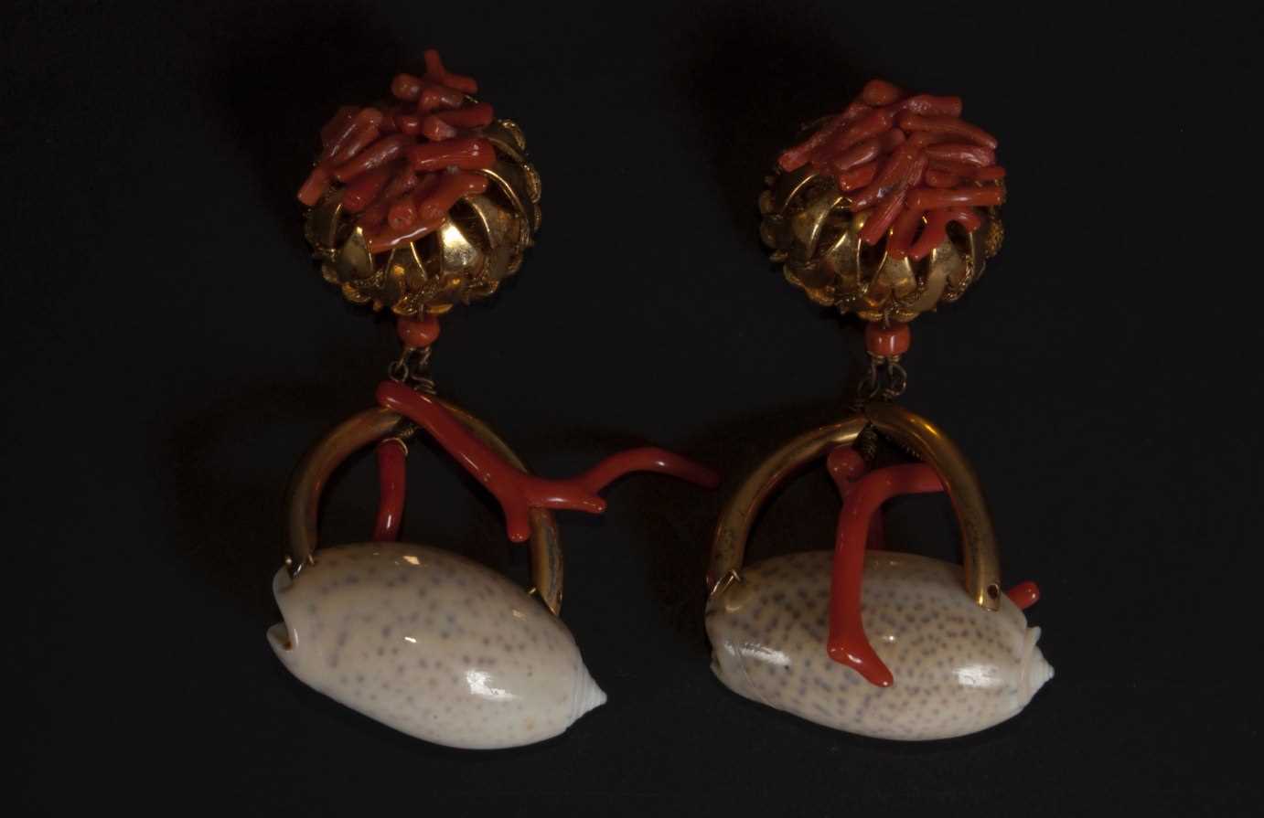 Lot 107 - A pair of shell and coral 'chandelier'...