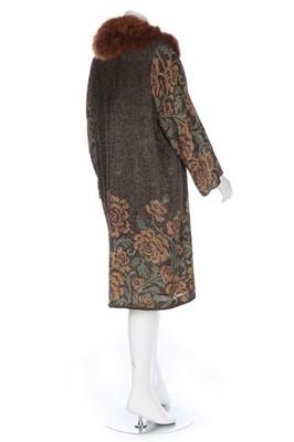 Lot 126 - A floral lurex evening coat with marabou...