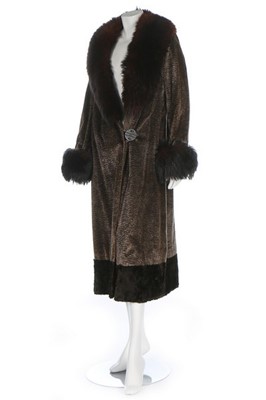 Lot 126 - A floral lurex evening coat with marabou...
