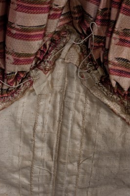 Lot 45 - A brocaded silk open robe 'à la polonaise',...