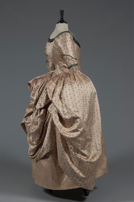 Lot 45 - A brocaded silk open robe 'à la polonaise',...