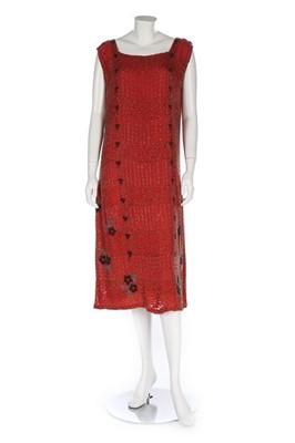 Lot 128 - An ombré chiffon flapper dress with beaded...