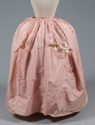 Lot 49 - A quilted ivory silk petticoat, circa 1760-80,...