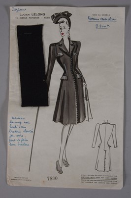 Lot 83 - Lucien Lelong fashion sketches, 1942-43,...