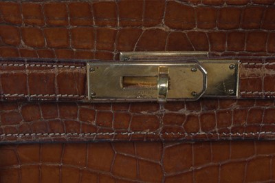 Lot 10 - An Hermès brown crocodile Kelly bag, circa...