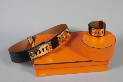 Lot 2 - An Hermès collier de chien belt and wristlet,...