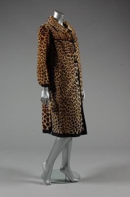 Lot 178 - A leopard skin coat, circa 1965, with black...