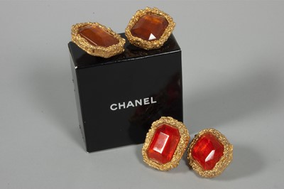 Lot 20 - A pair of Chanel outsized earrings and...