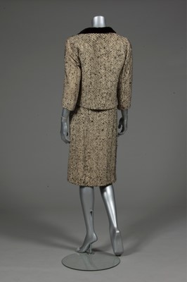 Lot 135 - A Balenciaga black and white mohair tweed suit,...
