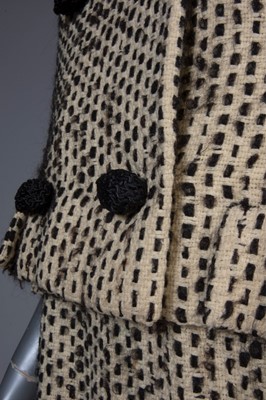Lot 135 - A Balenciaga black and white mohair tweed suit,...