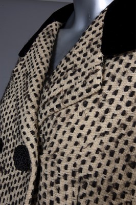 Lot 135 - A Balenciaga black and white mohair tweed suit,...