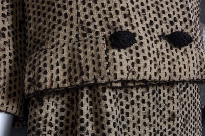 Lot 135 - A Balenciaga black and white mohair tweed suit,...