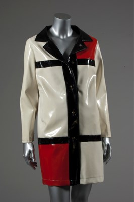 Lot 168 - A vinyl Mondrian-style coat, mid 1960s,...