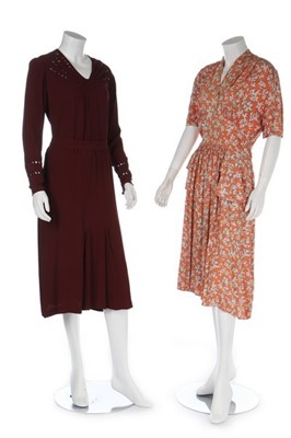 Lot 30 - A group of clothing in autumnal shades, 1930s,...