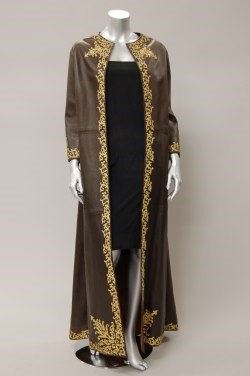 Lot 217 - A Nina Ricci embroidered brown leather evening...