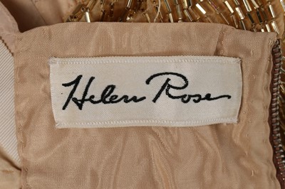 Lot 92 - A Helen Rose gold bugle-beaded evening gown,...