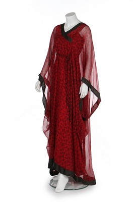 Lot 125 - A Thea Porter butterfly-printed red chiffon...