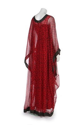 Lot 125 - A Thea Porter butterfly-printed red chiffon...