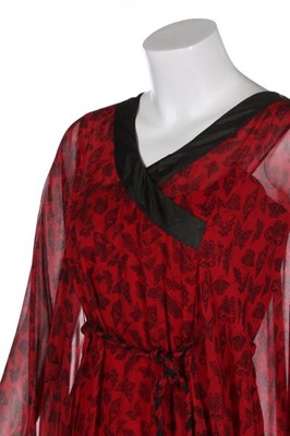 Lot 125 - A Thea Porter butterfly-printed red chiffon...