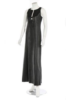 Lot 134 - An André Courrèges black vinyl maxi dress, circa 1970