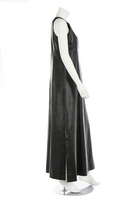 Lot 63 - An André Courrèges black vinyl maxi dress,...