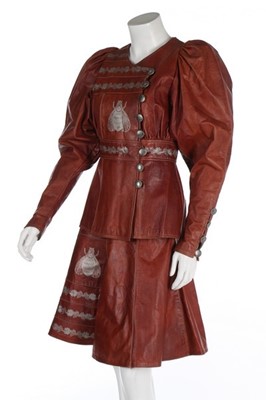 Lot 145 - A Bill Gibb brown leather ensemble,...