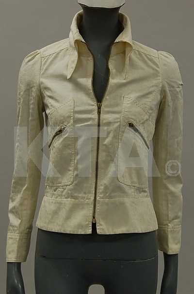 Lot 11 - A Biba ivory cotton damask jacket, circa 1970,...
