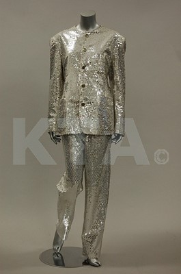 Lot 151 - A Katherine Hamnett silver sequined evening...