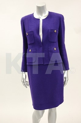 Lot 168 - A Chanel boutique purple wool suit, early...