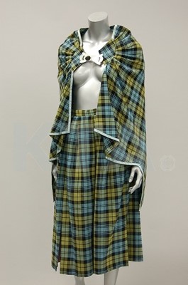 Lot 171 - A Bill Gibb two piece tartan cape and skirt,...