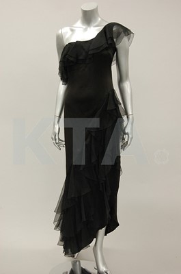 Lot 189 - A Loris Azarro slinky black satin evening gown,...