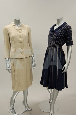 Lot 196 - A Serge Kogan navy wool afternoon gown, circa...