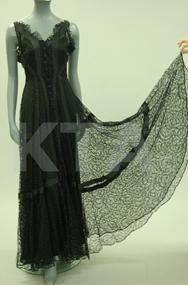 Lot 208 - A Marthe Helly black lace evening gown, circa...