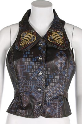 Lot 150 - A rare Bill Gibb printed leather waistcoat,...