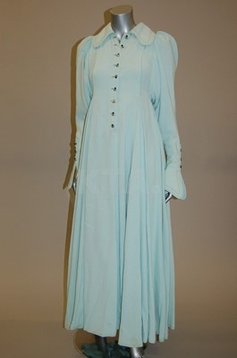 Lot 281 - A Bill Gibb china-blue jersey gown with bumble-...