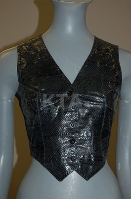 Lot 301 - An Ossie Clark black snakeskin waistcoat, mid...