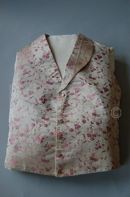 Lot 334 - Two woven silk gentlemens' waistcoats, one...